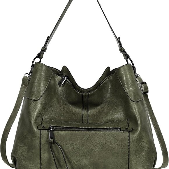 Chic Dark Green Hobo Purse with Adjustable Strap – Stylish & Versatile - Picture 1 of 7